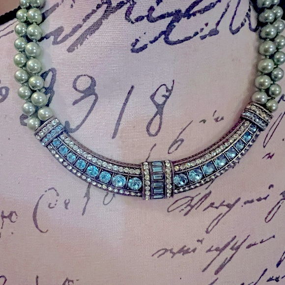 Heidi Daus Teal blue & light green Crystal necklace - Picture 4 of 5